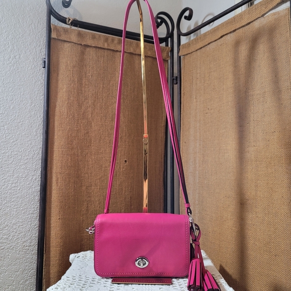 Coach Handbags - Coach Legacy 19914 Pink Leather Penny  Crossbody Bag with Tassel and Handtag